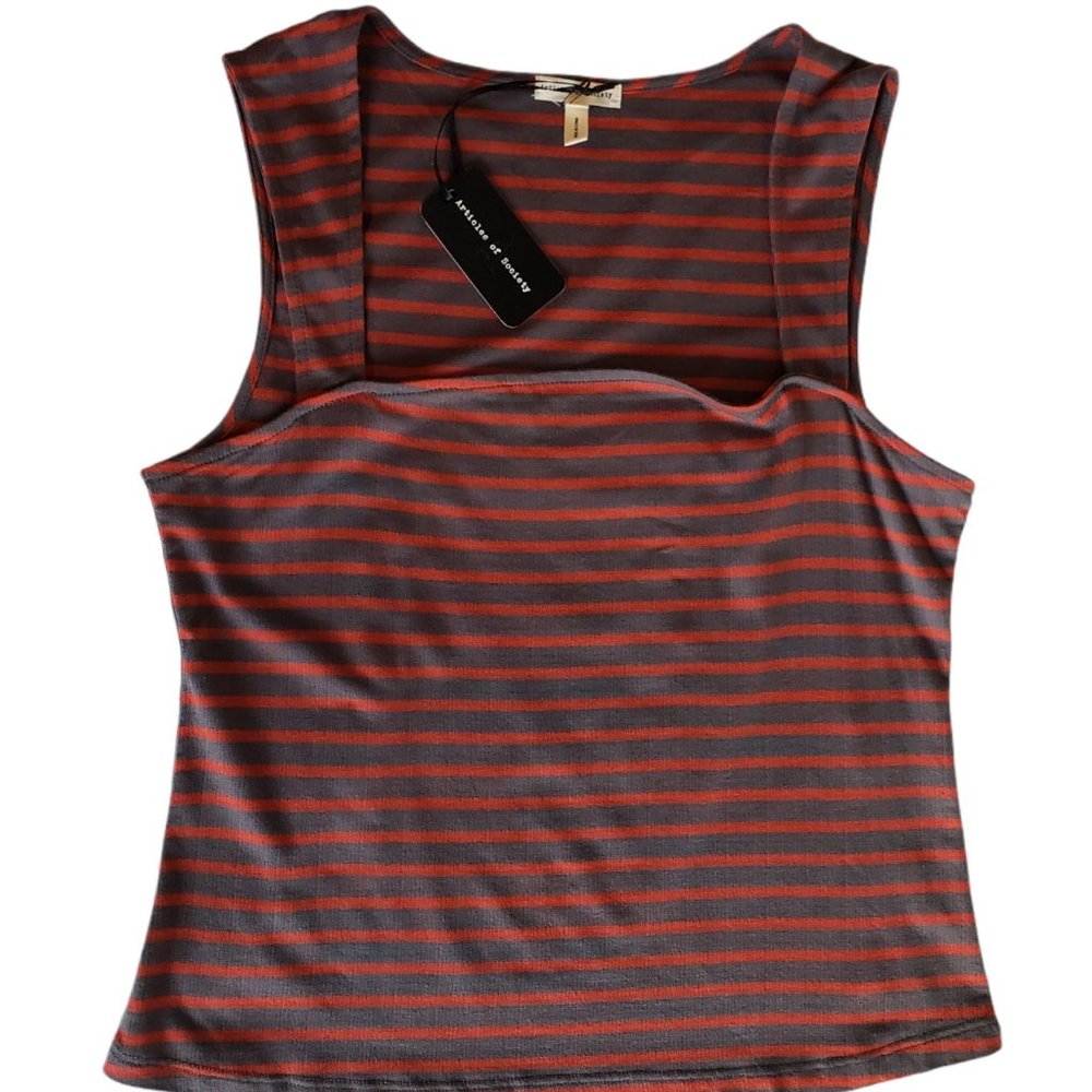 Articles of Society Wide Strap Striped Tank Top M